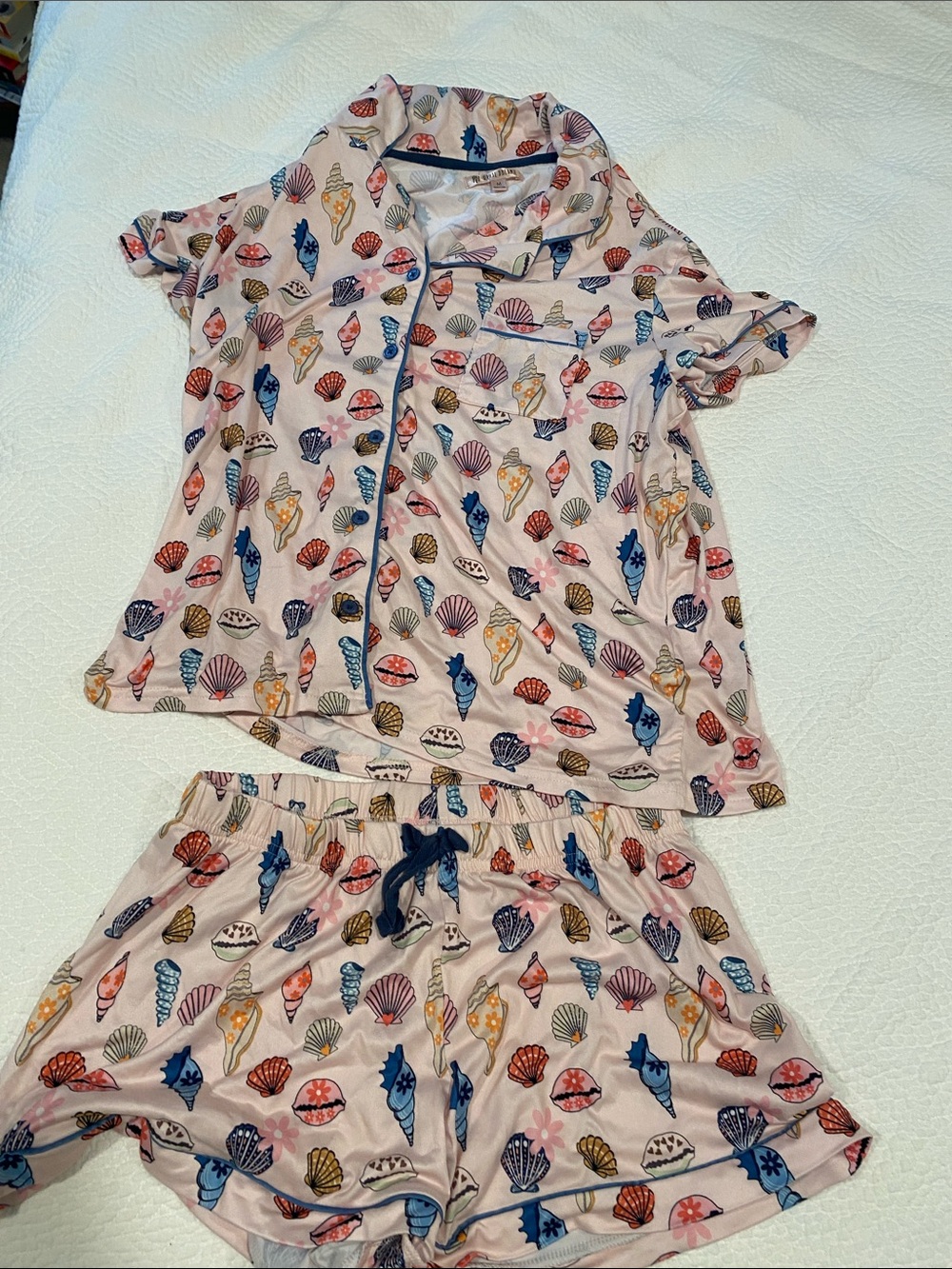 Girls' Light Pink Seashell Short Pajama Set